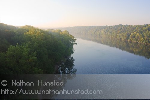 The Mississippi River early in the morning from the Franklin Avenue Bridge.